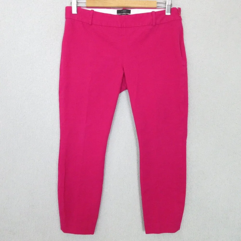 J. Crew Minnie Stretch Ankle Pants Womens 6 Pink Mid‎ Rise Casual Flat Front Zip